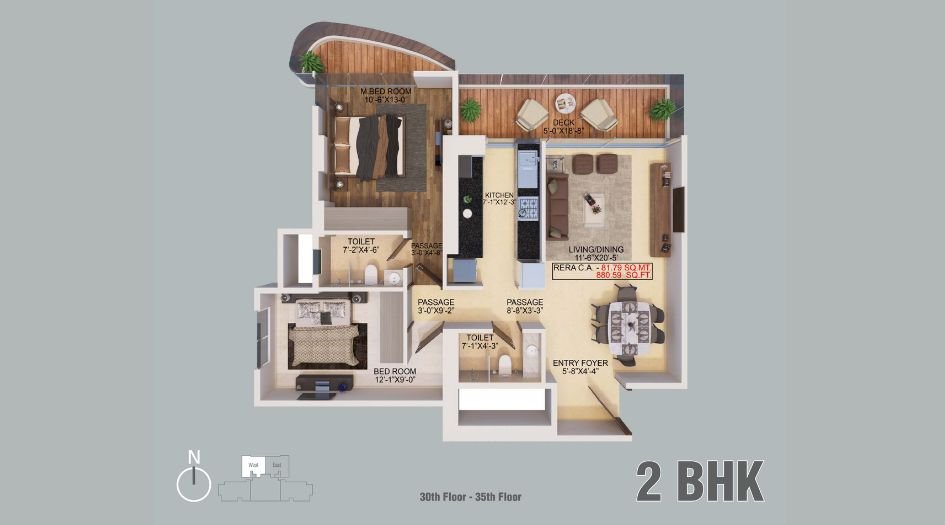 Sanghvi-Aaditya-Heights-Floor-Plan-2 BHK-881 Sqft